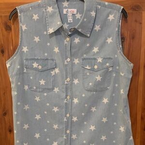 Denim & Co. Sleeveless Star Print Shirt